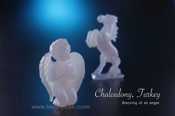 blue chalcedony angel carving