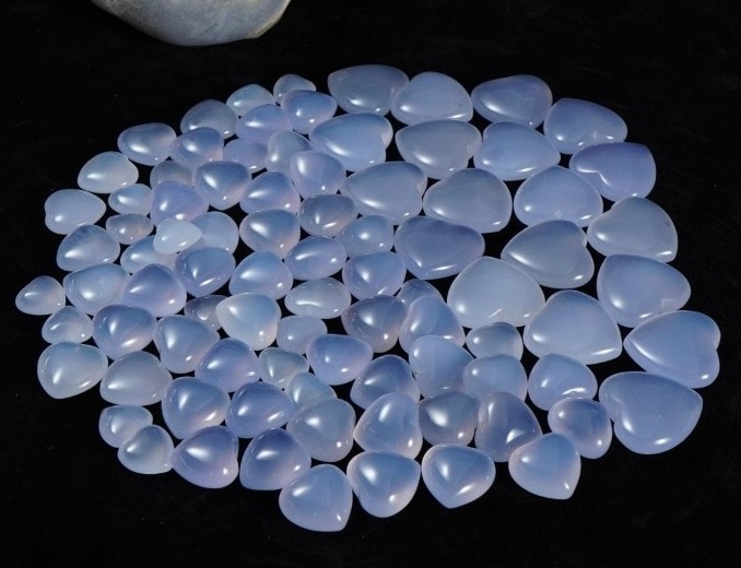 blue chalcedony hearts