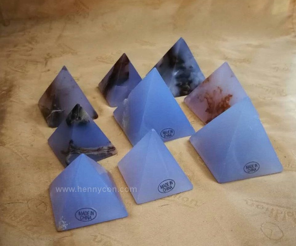 blue chalcedony pyramids