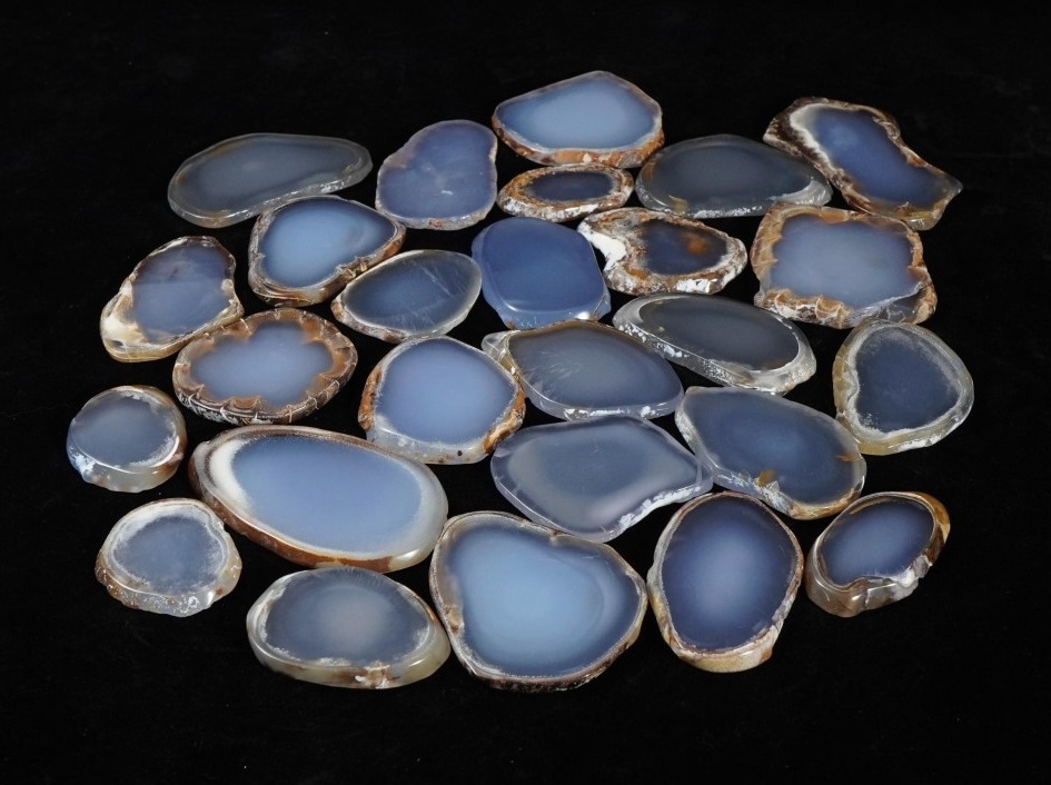 blue chalcedony slices