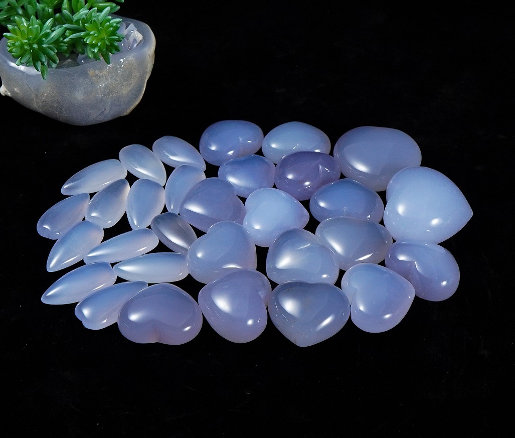 blue chalcedony hearts