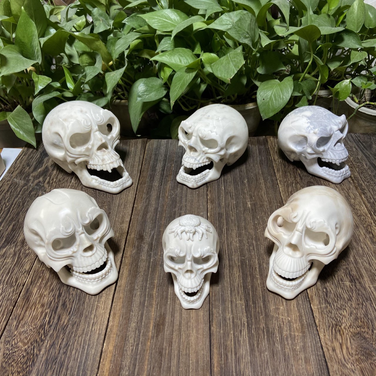 ivory jade human skulls
