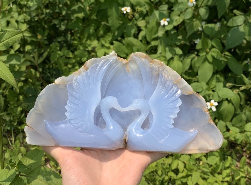 blue chalcedony carving