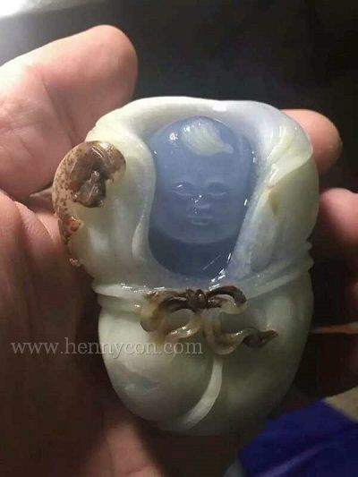 blue chalcedony carving