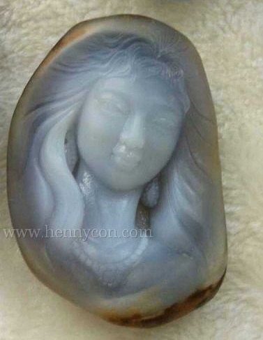 blue chalcedony carving