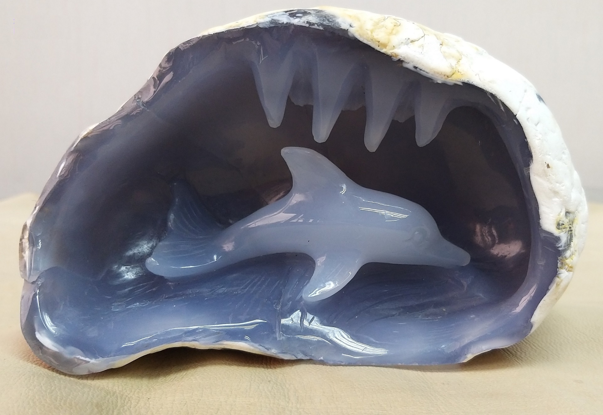 blue chalcedony carving