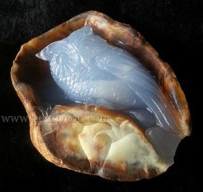 blue chalcedony carving