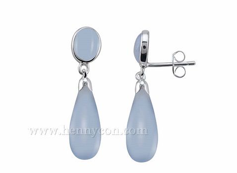 blue chalcedony ear ring